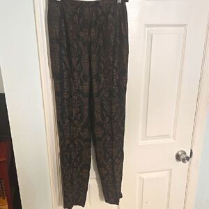Shanghai Tang Black and Brown Relaxed Fit Pants